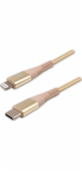 USB USB kabel USB kabel (2.0), USB C M - Apple Lightning C94 M, 1M, MFI Certification, 5V/3A, zlato, Logo, Box, Nylon Braid, hliníkový kryt s