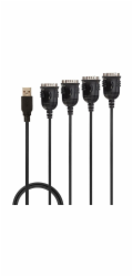 Lindy USB 1.1 adaptér, USB-A samec > 4x sériový RS232 samec (černý, 94 cm)