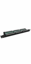 Solarix Patch panel 24x RJ-45 Cat5e UTP s vyvazovací lištou 1U SX24L-5E-UTP-BK-N