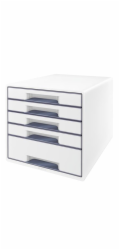 LEITZ Zásuvkový box  WOW CUBE, 5 zásuvek, bílá/šedá