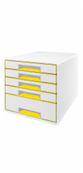 LEITZ Zásuvkový box  WOW CUBE, 5 zásuvek, bílá/žlutá