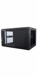 XtendLan 19" nástěnný rozvaděč 6U 600x600, nosnost 60 kg, skleněné kouřové dveře, svařovaný, černý