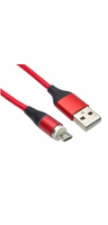 PREMIUMCORD Magnetický micro USB a USB-C nabíjecí a datový kabel 1m, červený