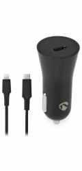 NEDIS nabíječka do auta/ 20 W/ 12 - 24 V DC/ 3.0 A/ USB-C/ automatická volba napětí/ černá/ kabel 1 m