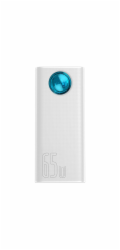 Baseus Amblight powerbanka s digitálním displejem QC 30000mAh Overseas Edition + kabel Type-C/Type-C 100W 1m, bílá