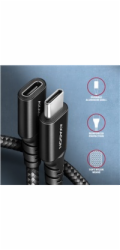 AXAGON BUCM32-CF10AB prodlužovací kabel USB-C (M) <-> USB-C (F), 1m, USB 20Gbps, PD 240W 5A, 8K HD, ALU, oplet, černý