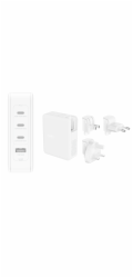 Nástěnná nabíječka 140W 4 porty (3xC 1xA) UK, EU, US Zástrčky bílé