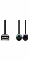 Nedis CCGB60830BK03 NEDIS USB 2.0 kabel 2v1/ zástrčka USB-A/ 2x zásuvka PS/2/ 480 Mbps/ poniklovaný/ kulatý/ PVC/ černý/ blistr/ 30 cm
