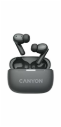 CANYON OnGo 10 ANC, TWS-10 ANC+ENC sluchátka s mikrofonem, BT V5.3 BT8922F, pouzdro 500mAh+40mAh, Quick charge, šedá