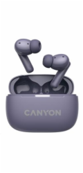 CANYON OnGo 10 ANC, TWS-10 ANC+ENC sluchátka s mikrofonem, BT V5.3 BT8922F, pouzdro 500mAh+40mAh, Quick charge, fialová