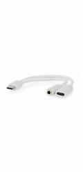 Nedis CCGB64922WT01 - USB-C Adaptér| | USB-C™ Zástrčka | USB-C™ Zásuvka / 3,5 mm Zásuvka | 0.10 m | Kulatý | Poniklované