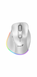 GENIUS Ergo 9000S Pro Pearl White/ duální Bluetooth + 2,4GHz/ 2400 dpi/ bezdrátová/ 6tlačítková/ dobíjecí/ RGB/ bílá