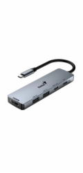 GENIUS hub UH-500/ USB-C na HDMI/ 2x USB3.0/ USB-C/ 100W PD/ šedý