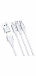 3mk nabíjecí kabel - Hyper Cable 3in1 A/C to C/Micro/Lightning 1.5m, bílá