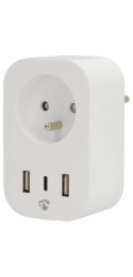 Nedis WIFIP151EWT - WiFi Chytrá Zásuvka |Typ E (CEE 7/6) / 1x USB-C™ / 2x USB | 0 - 55 °C | Android™ / IOS | Bílá
