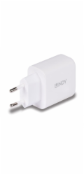 Lindy Nabíječka 65 Watt USB-A & C GaN (bílá, 1x USB-A, 1x USB-C PD 3.0, GaN, PPS)