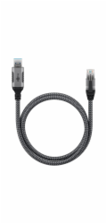 Goobay Ethernetový kabel USB-A 3.2 Gen1 samec > RJ-45 samec (černo-stříbrný, 3 metry, opletený textilní plášť)