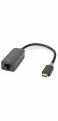 NEDIS kabelový adaptér USB 3.2 Gen 1/ USB-C zástrčka - RJ45 zásuvka/ kulatý/ černý/ 20cm