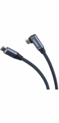 PremiumCord USB-C zahnutý kabel ( USB 3.2 GEN 2x2, 5A, 100W, 20Gbit/s ) bavlněný oplet, 3m
