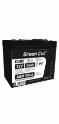 Green Cell CUBE AGM IP54 12V 55Ah VRLA Battery Gel deep cycle scooter mower boat barge mower tractor fishing boat