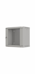 Lanberg 19" 9U 540x350 závěsná regálová skříň, šedá, skleněné dveře (ploché balení)