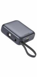 Swissten Power bank 10000 mAh s integrovanými kabely - USB-C, A, Lightning / šedá