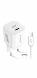 Chytrá síťová mini nabíječka ALIGATOR Power Delivery 20W, USB-C/USB-C kabel, bílá