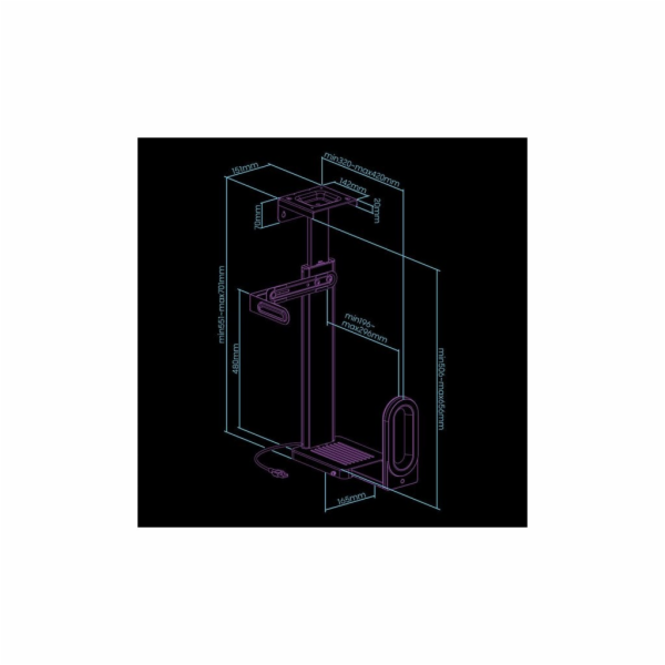 Ultradesk FLANK závěsný pod stůl  černý 