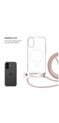 Pouzdro FIXED MagPure Neck s růžovou šňůrkou na krk pro Apple iPhone 17