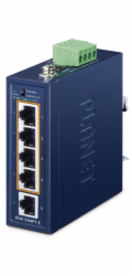 Planet ISW-504PT-E průmyslový kompaktní switch, 1x10/100TX, 4x10/100TX PoE+ 802.3at 120W, -40~75°C, 48-55VDC , IP40