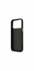 Guess PU Leather 4G Metal Logo Gold Frame kryt iPhone 17 Pro Max čierny