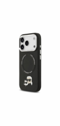 Karl Lagerfeld PU Karl and Choupette Heads Pins MagSafe kryt iPhone 17 Pro Max čierny