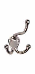 Háček na klobouk Siro 581 kovový niklovaný lesklý rozteč otvorů 23 mm