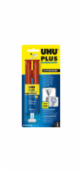 Uhu Plus rychletuhnoucí dvousložkové epoxidové lepidlo, dvoukomponentní stříkačka, transparentní, 27 g