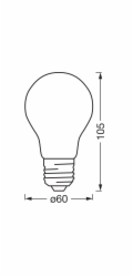 Žárovka Osram Matter E27, tvar žárovky A53, stmívatelná 6W, 680 lm, 10,5 x 6 cm