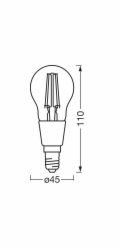 Žárovka Osram Matter E14 kapkovitý tvar P40 stmívatelná 4 W 470 lm 11 x 4,5 cm