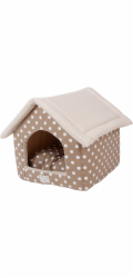 Domeček pro domácí mazlíčky s puntíky, velikost M, 58 cm x 48 cm x 54 cm, béžový
