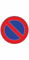 Dveřní cedule "Zákaz zastavení" O 9,5 cm z tvrdého PVC
