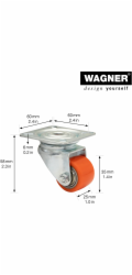 Otočná kolečka Wagner Transport Equipment Mini Soft O 3,5 cm Nosnost 100 kg