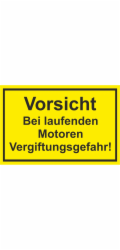 Výstražná a informační cedule "Pozor s běžícím motorem..." 30 cm x 20 cm PST