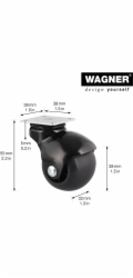Kuličková kolečka Wagner s deskou O 4,8 cm černá