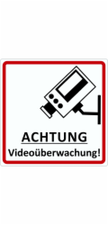 Cedule na dveře "Pozor, video dohled" 12 cm x 4,5 cm z tvrdého PVC