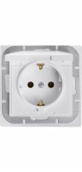 Jednoduchá bezpečnostní zásuvka Jule s výklopným krytem, čistě bílá