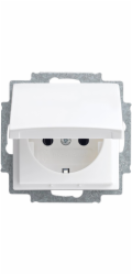 Bezpečnostní kontaktní zásuvková vložka Busch-Jaeger s výklopným krytem, Balance SI Alpine White