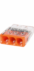 Svorkovnice Wago pro rozvodnou krabici, 3pólová, průměr 0,5 mm - 2,5 mm, oranžová