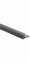 Čtvrtkruhový ukončovací profil, PVC, matná tmavě šedá, 10 mm x 2,5 m