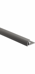 Čtvrtkruhový ukončovací profil, PVC, matná tmavě šedá, 8 mm x 2,5 m