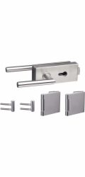 Sada kování pro skleněné otočné dveře, hranatý profilový cylindr Alpha, kartáčovaná nerezová ocel