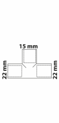 Kirchhoff redukční T-kus 22 mm x 15 mm x 22 mm, 3 objímky, hladké