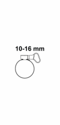 Kirchhoff hadicová spona, křídlová rukojeť, šířka 9 mm, rozsah sevření 10-16 mm, 2 kusy